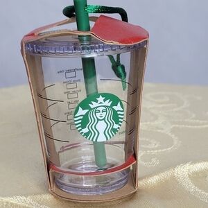 Starbucks 2014 Plastic Cold Cup with Straw Christmas Ornament - Collectors Piece